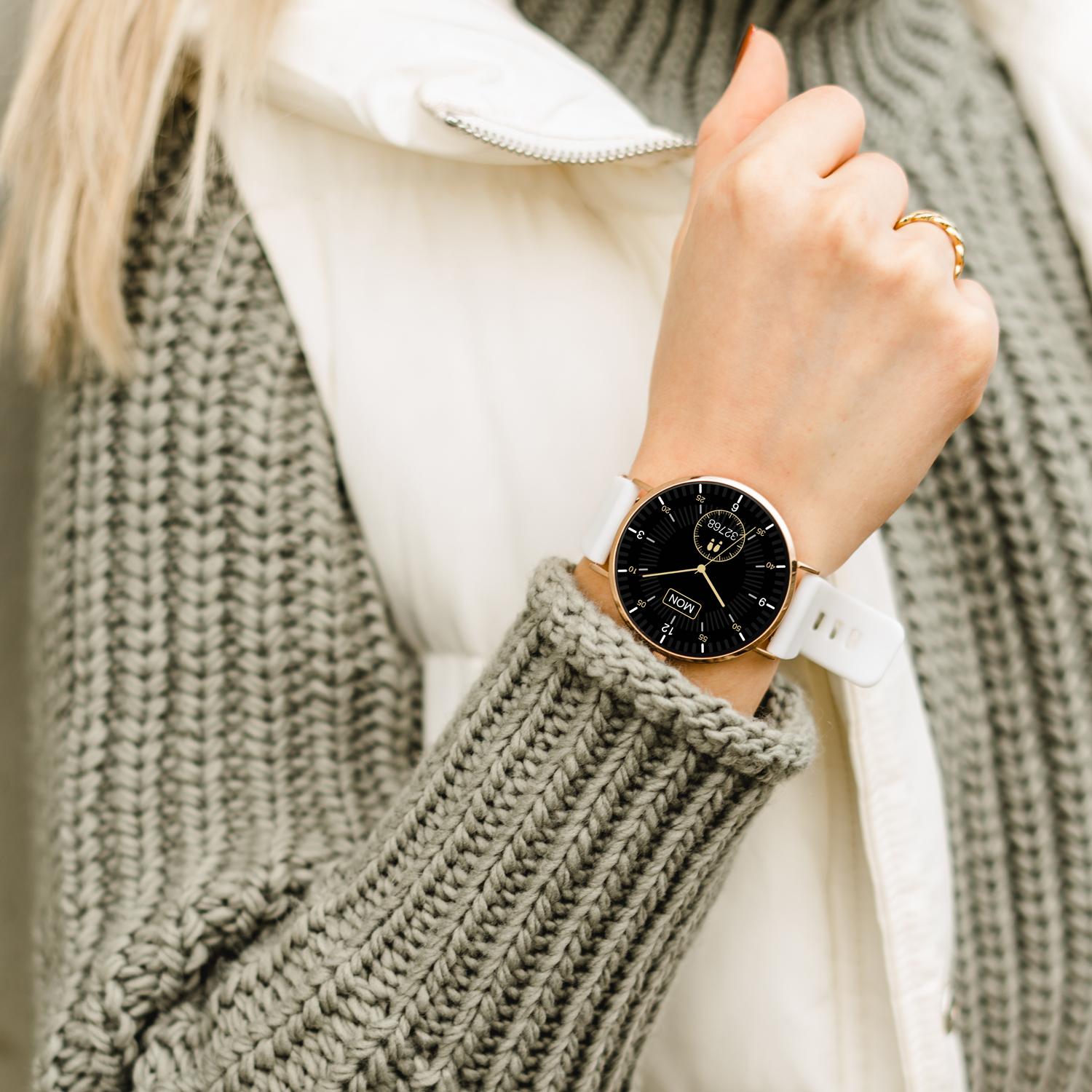 SIONA 2 Damen Smartwatch Roségold Weiß – AMOLED, 7 Tage Akku, IP68 – Bild 2