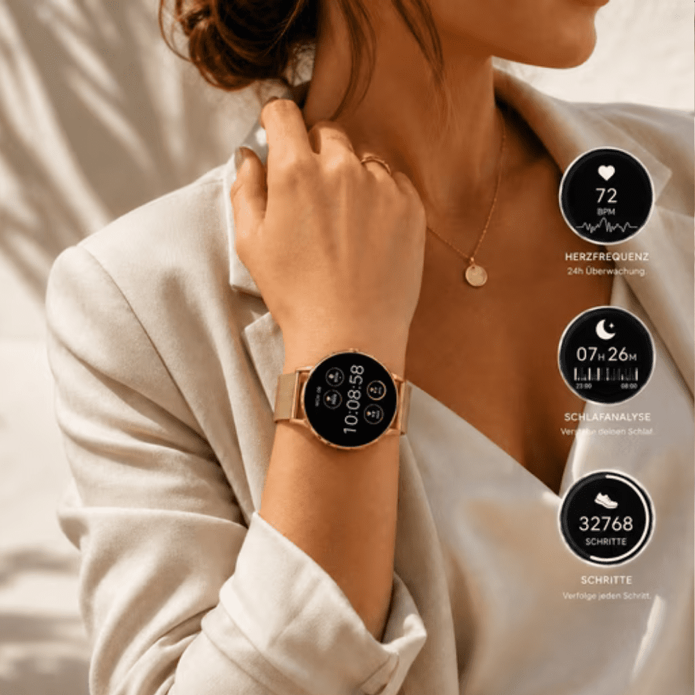 Elegante Damen Smartwatch in Citrin Gold – Fitness & Stil perfekt kombiniert – Bild 7