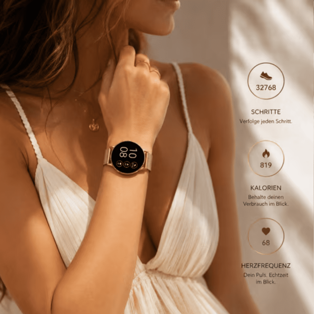 Smartwatch mit Mesh Armband Damen Elegante Smartwatch für Business Outfit
