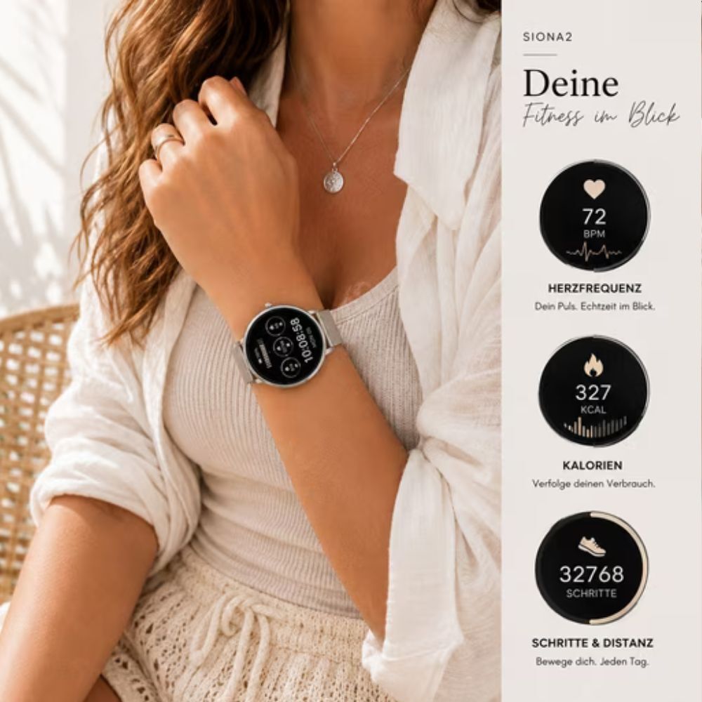 SIONA 2 Damen Sportuhr Topas Silver – Smartwatch mit AMOLED & IP68 – Bild 7
