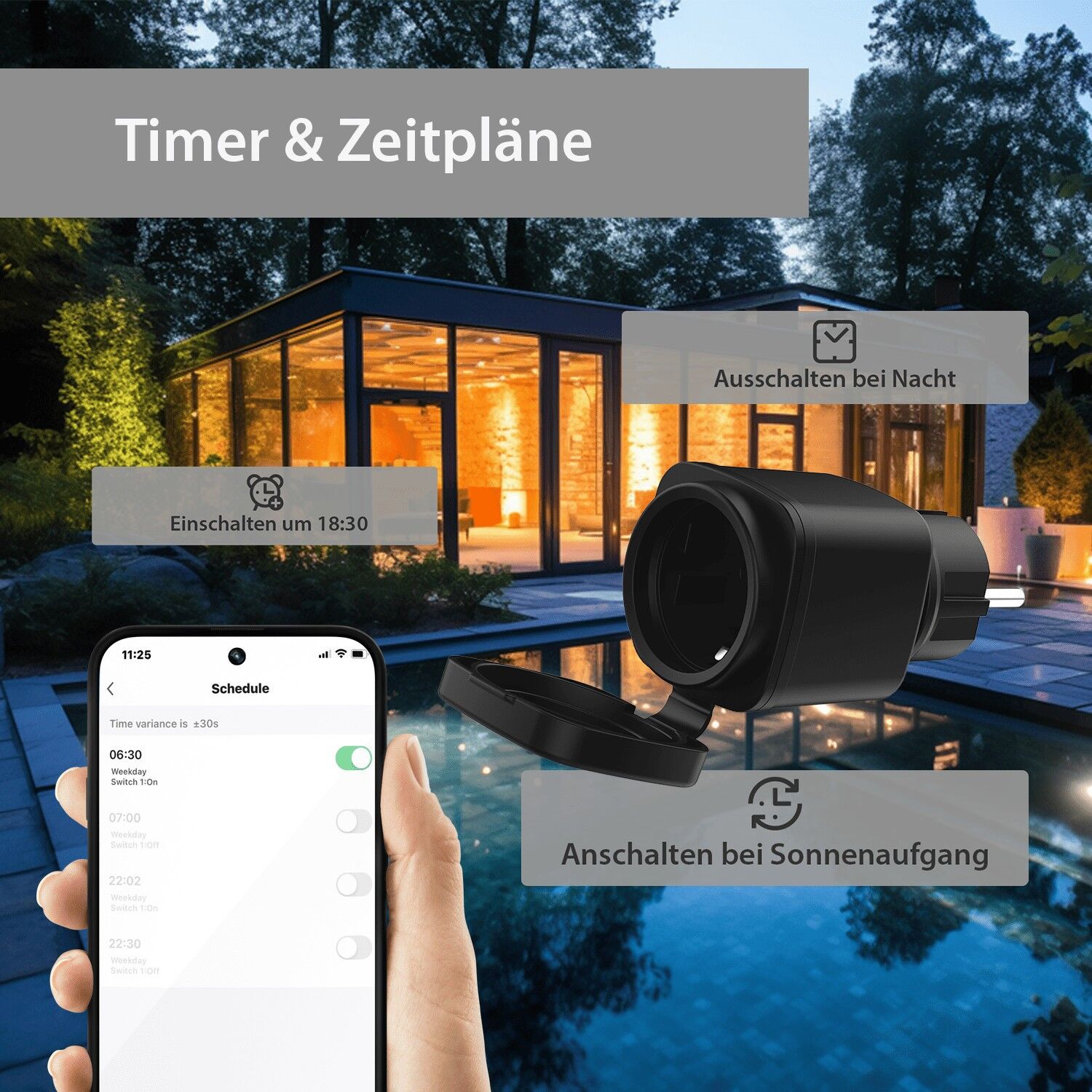 XCOAST Outdoor-Smart-Steckdose mit WLAN-Steuerung