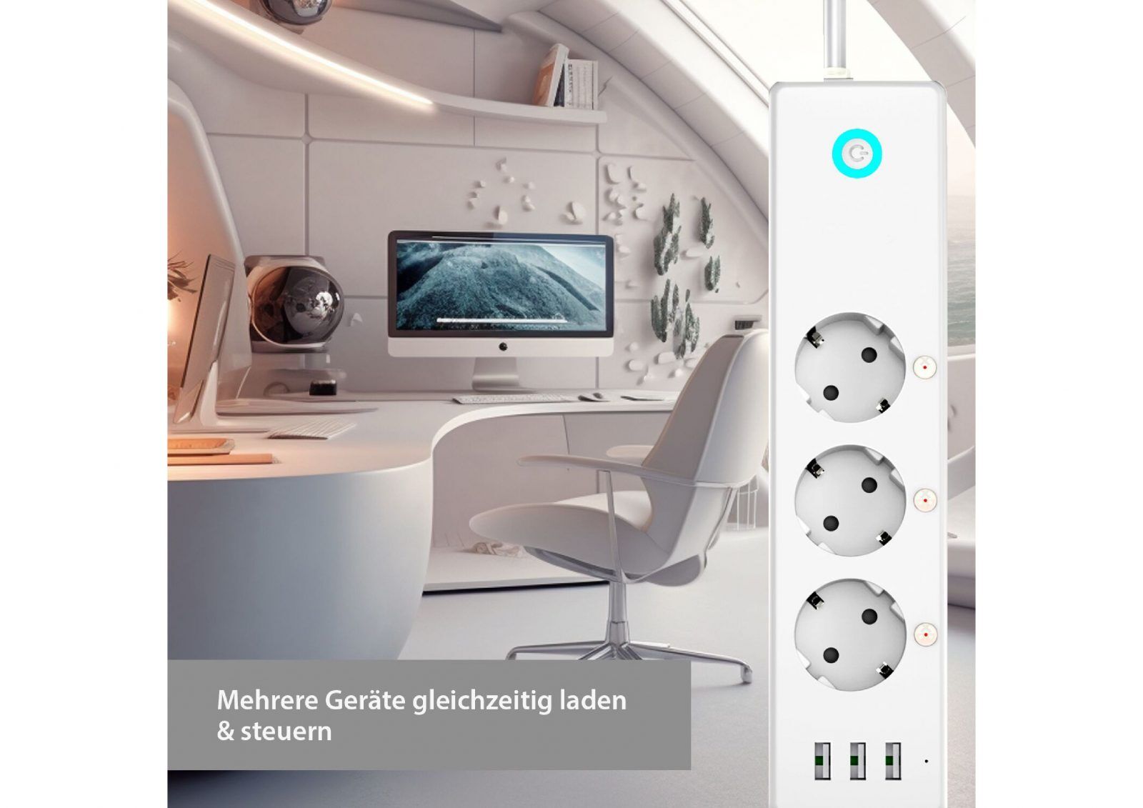 XCOAST WLAN Steckdosenleiste mit USB-Ladefunktion