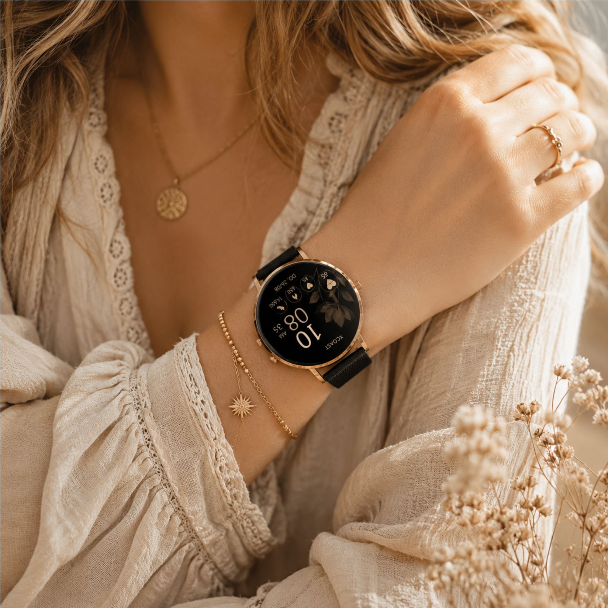 Smartwatch Damen gold wasserdicht