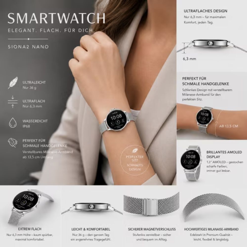 Damen Smartwatch mit Gesundheitsfunktionen