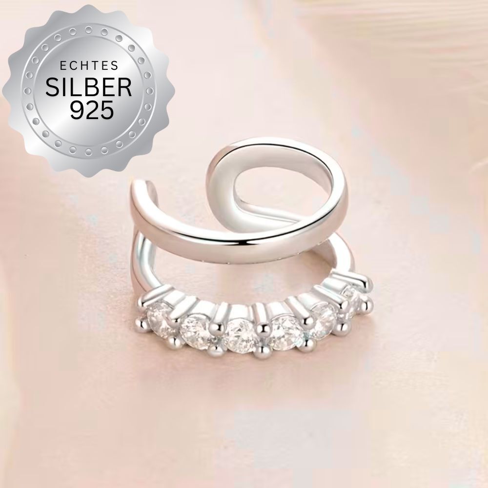Ear Cuff 925 Sterling Silber ohne Piercing mit Zirkonia