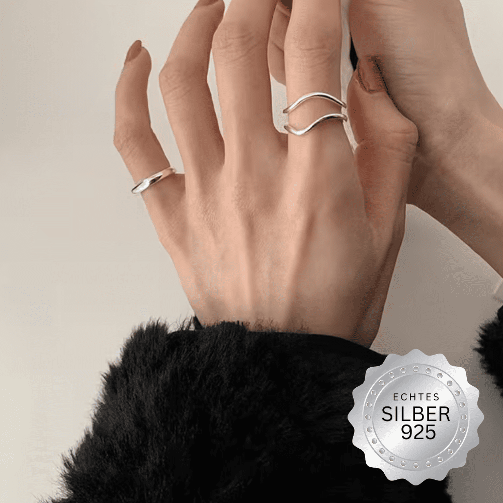 Minimalistischer Damenring 925 Silber – Wellen Design elegant