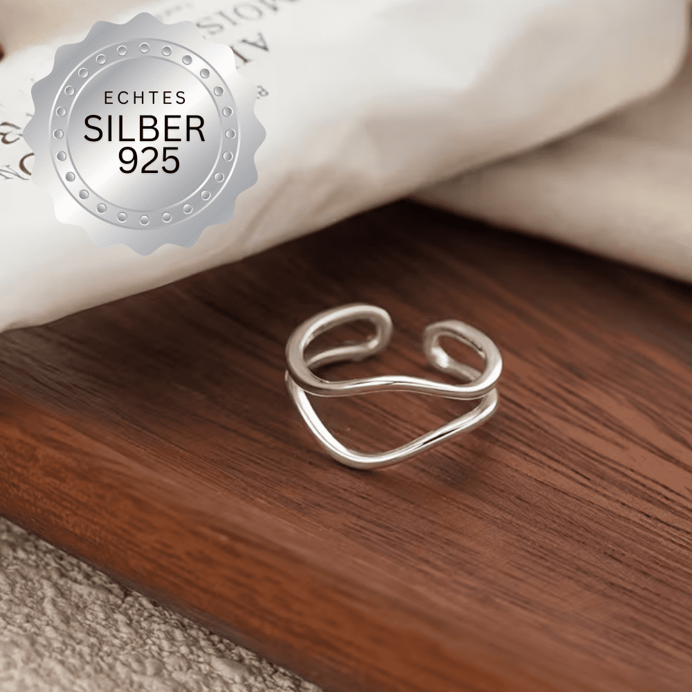Damenring 925 Sterling Silber – Verstellbarer Wellenring minimalistisch & elegant – Bild 2