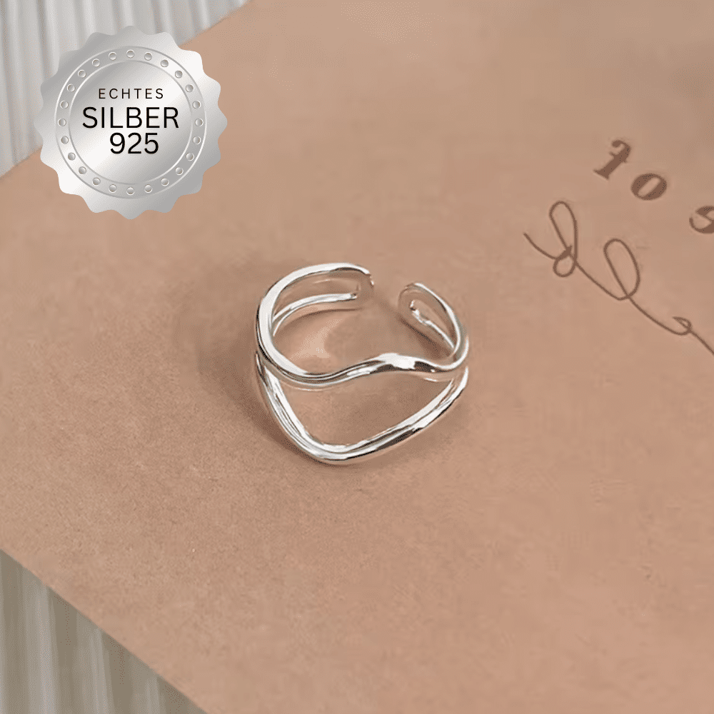 Damenring 925 Sterling Silber – Verstellbarer Wellenring minimalistisch & elegant – Bild 3